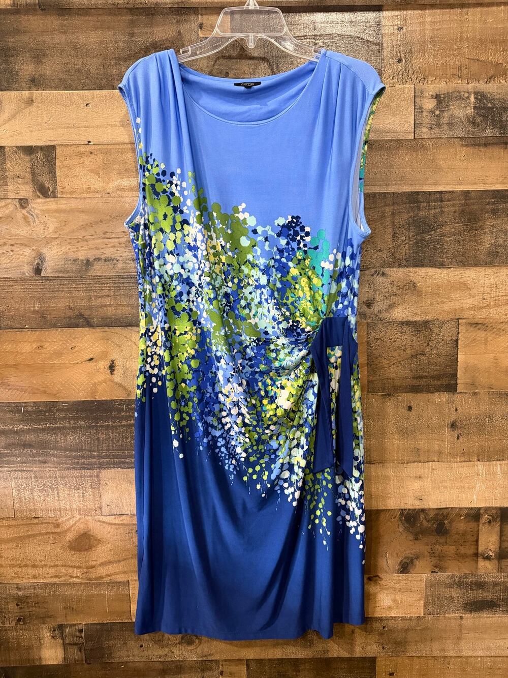 Apt. 9 Women's Size XL Blue Floral Watercolor Sleeveless Side-Tie Dress